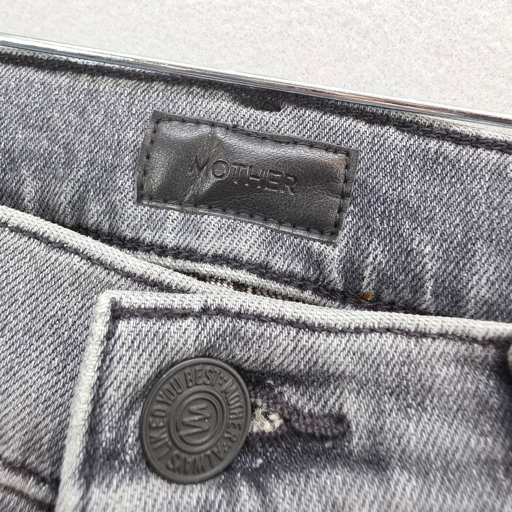 Mother The Scrapper Cuff Ankle Fray Jeans Unstitched in the Dark Button Fly 25 - Picture 7 of 14